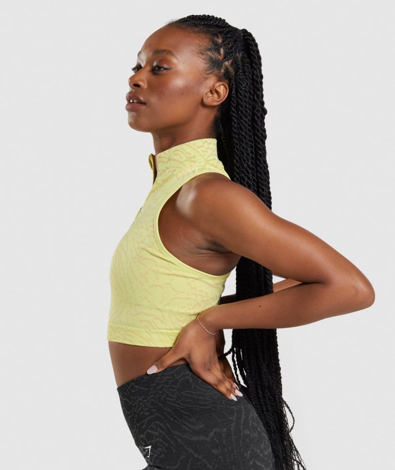 Women's Gymshark Adapt Animal Seamless 1/2 Zip Cropped Tops Yellow | CA 6D5801